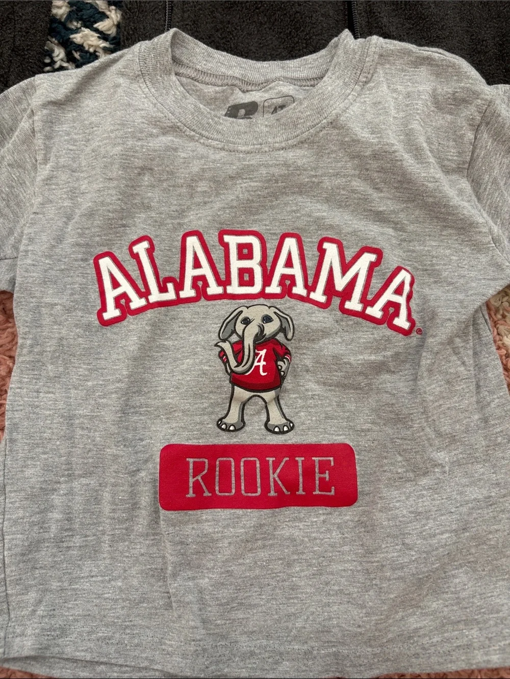 Alabama Rookie Gray Kids T‑Shirt, Grey Columbia Fleece